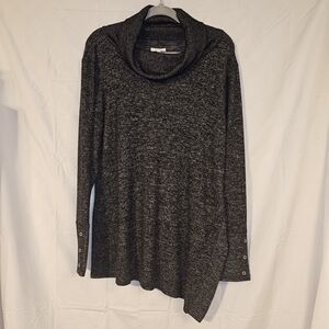 Maurices Women‎ Black Cowl Neck Sweater Button Sleeve High Low Streetwear Large